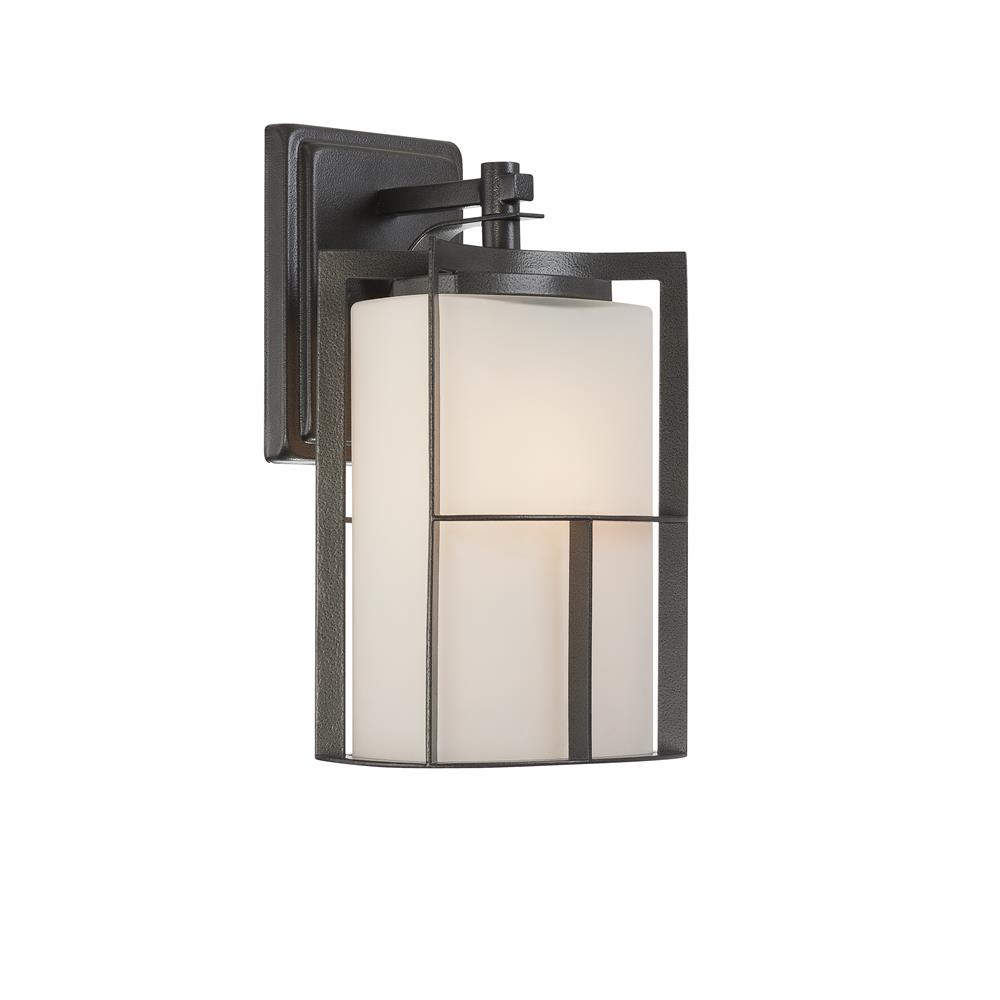 Designers Fountain 31821-CHA 7 inches Wall Lantern in Charcoal (Frosted with Painted White Glass inside Glass)